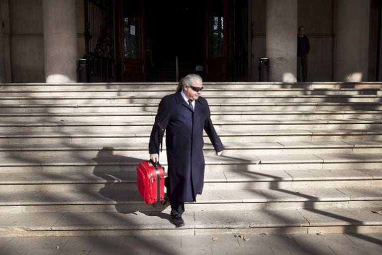 Andorran businessman Fidel Pallerols leaves court in Barcelona.