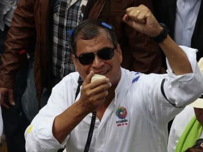 President Rafael Correa during a May 1 celebration in Quito.