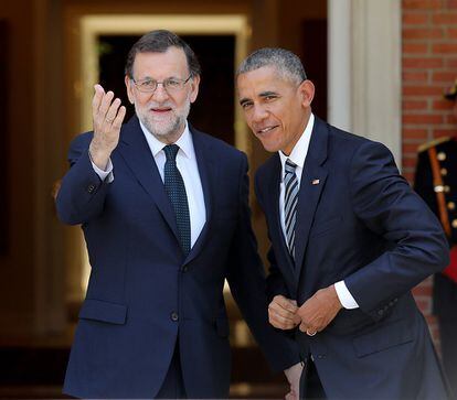 Spanish acting prime minister Mariano Rajoy and US President Barack Obama in Madrid.