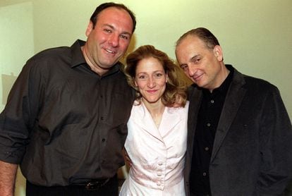 James Gandolfini, Edie Falco and David Chase, in an archive image.