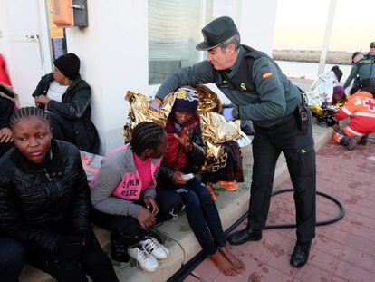 African migrants receiving assistance in Melilla.