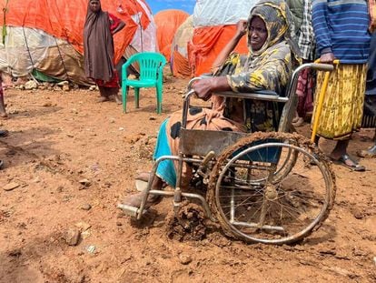 Mohamed Ibrahim, in the Al Baraka camp for displaced people with disabilities, on the outskirts of Baidoa, Somalia.