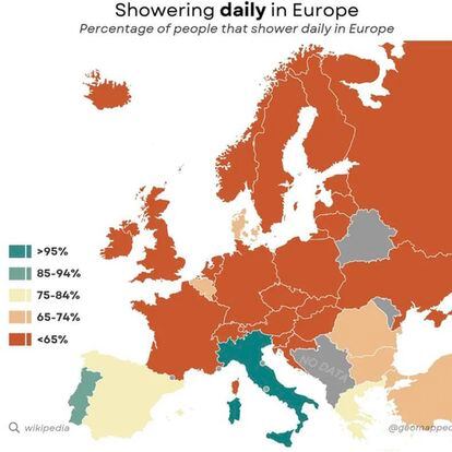 The viral map of European hygiene published by The Global Index. 
