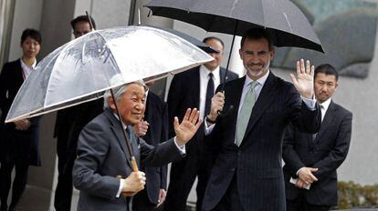 Spain's King Felipe VI and Japan's Emperor Akihito during the recent state visit to Japan.