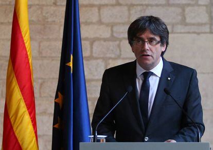 Carles Puigdemont during his speech on Thursday.