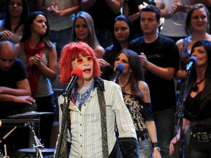 Brazilian rock singer Rita Lee performing during the Serginho Groisman show in Sao Paulo, Brazil, in 2012.