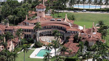 In this file photo taken on September 14, 2022 in this aerial view, former US president Donald Trump's Mar-a-Lago estate is seen in Palm Beach, Florida.