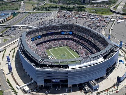 Aerial view of MetLife Stadium, in East Rutherford, N.J., which will host the 2026 World Cup final.