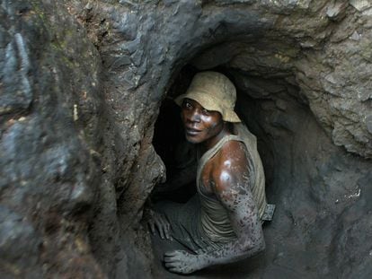 A worker in a cobalt mine near Likasi, in the Democratic Republic of Congo.