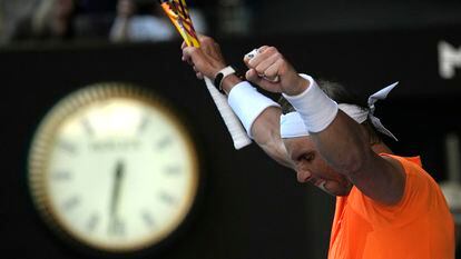 Rafael Nadal celebrates victory against Jack Draper at Melbourne Park.