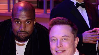 Rapper Kanye West and Elon Musk, owner of Twitter, in a 2021 image.