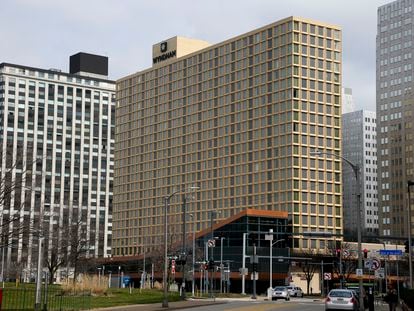 The Wyndham Grand hotel is seen in Pittsburgh on March 20, 2017.