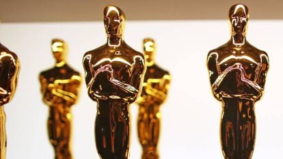 Oscar trophies backstage at the 89th Academy Awards in February 2017.