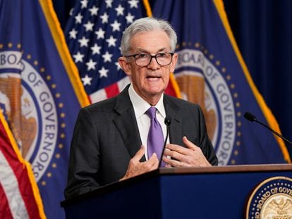 Federal Reserve chair Jerome Powell at the press conference following the March monetary policy meeting.