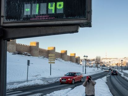 A thermometer registered -14ºC in Ávila on Tuesday morning.