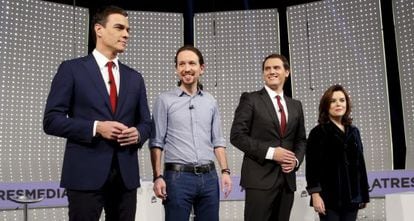 Sánchez, Iglesias, Rivera and Santamaría on Monday.
