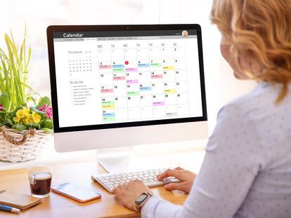 A calendar application on a desktop computer.