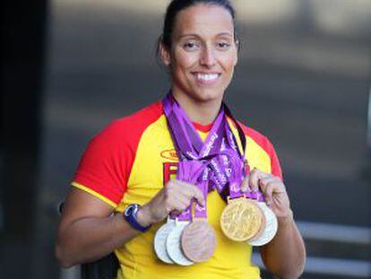 Perales with her six medals from the London Paralympics.