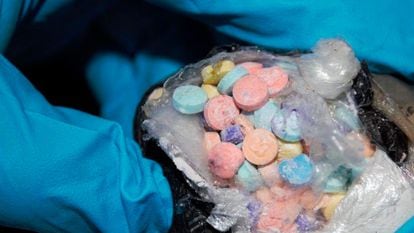 Rainbow fentanyl pills seized in Nogales, Arizona, August 17, 2022.