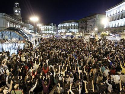 Protestors from the 15-M movement occupy Madrid’s Puerta del Sol in 2011.