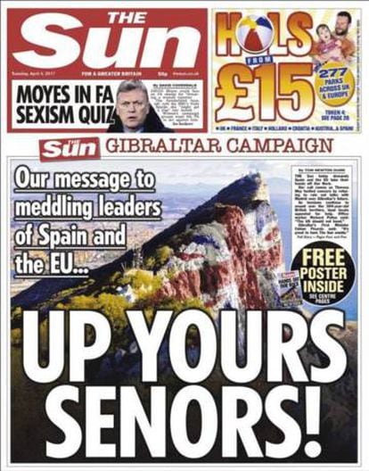 The front page of the pro-Brexit UK newspaper 'The Sun' on April 4th.