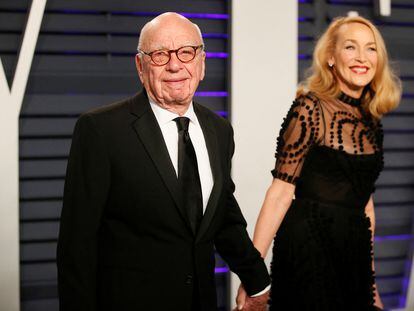 Rupert Murdoch and Jerry Hall attend the 'Vanity Fair' afterparty after the 91st edition of the Oscars, on February 24, 2019 in Beverly Hills.