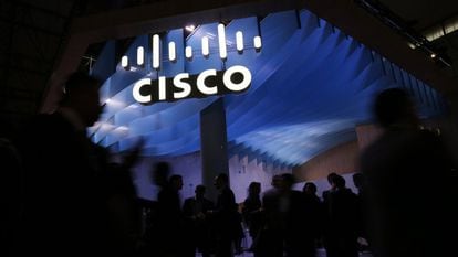 The Cisco stand at the Mobile World Congress (MWC) in Barcelona in February 2018.