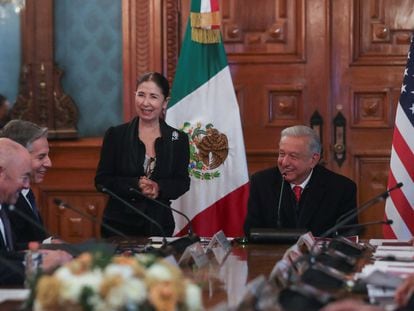 U.S. Secretary of State Antony Blinken attends a meeting with Mexico's President Andres Manuel Lopez Obrador and U.S. Secretary of Homeland Security Alejandro Mayorkas to discuss migration in Mexico City, 27th of December.