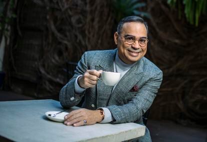 The singer Gilberto Santa Rosa, on Monday in a hotel in Madrid.