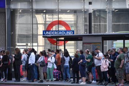 Lines in London during the latest public transit strike.