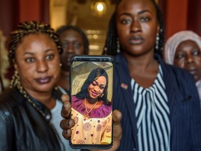 A photograph of the victim, Maguette Mbeugou, on a mobile phone in Bilbao in 2018.
