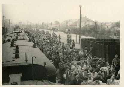 Prisoners are loaded onto trains bound for Auschwitz.