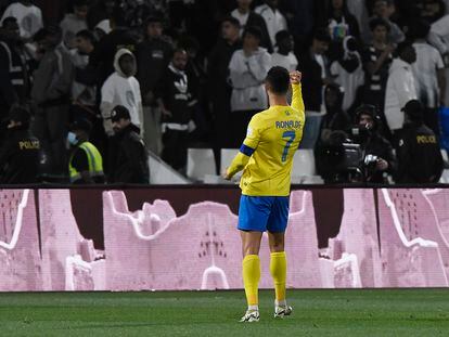 Al Nassr's Cristiano Ronaldo celebrates after the match.  February 25, 2024