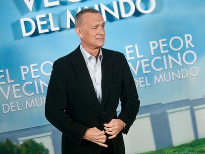 Tom Hanks during a photocall at the Ritz hotel in Madrid.