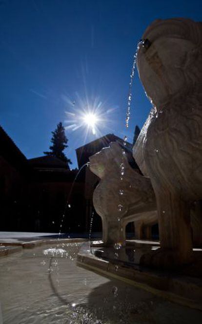 After 15 years, water sprouted from the Alhambra lions. Before the 1-year restoration, the fountain had not worked for five.