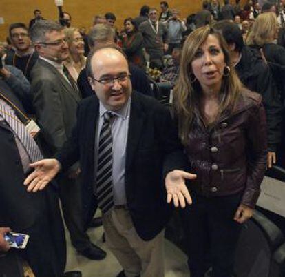 PSC First Secretary Miquel Iceta and PPC leader Alícia Sánchez-Camacho in a rare joint appearance at a public event in Barcelona.