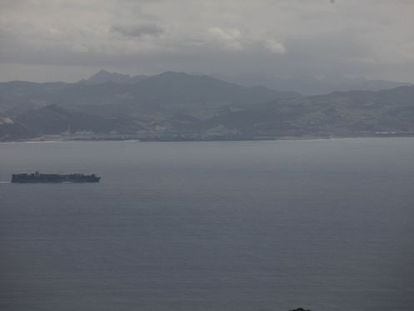 A view of the coast near Tangier, as seen from the Spanish side of the Strait of Gibraltar.