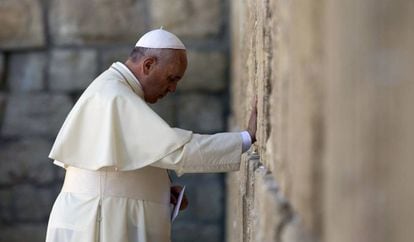 The pope at the Wailing Wall in Jerusalem in May 2014.