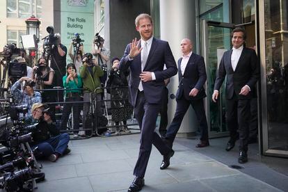 Prince Harry leaves the High Court after giving evidence in London