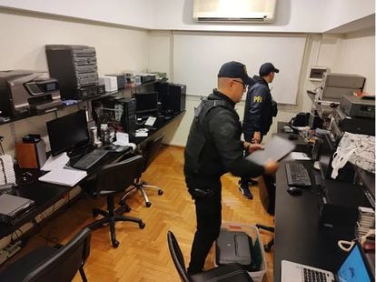 Electronic equipment seized from the Buenos Aires Yoga School. 