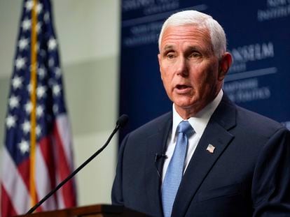 Republican presidential candidate former Vice President Mike Pence speaks at St. Anselm College, Wednesday, Sept. 6, 2023, in Manchester, N.H.