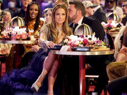 Jennifer Lopez and Ben Affleck at the 65th Grammy Awards in February 2023.