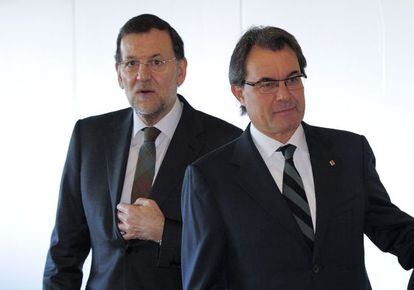 Prime Minister Mariano Rajoy (left) and Catalonia regional premier Artur Mas during the AVE inauguration.