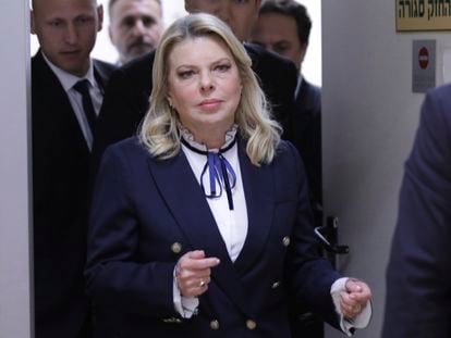 Sara Netanyahu, wife of Israeli Prime Minister Benjamin Netanyahu, attends a hearing at the Magistrate's Court in Rishon LeZion, Israel, on Jan. 23, 2023.