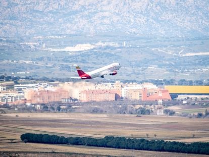 A plane takes off from Madrid's Adolfo Suárez-Barajas airport.