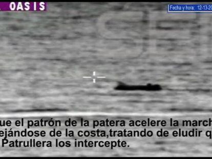 Images released by Cadena SER of patrol boat smashing into immigrant vessel.