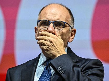 Democratic Party (DP) candidate Enrico Letta at a rally in Rome last Friday.