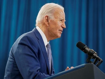 Joe Biden delivers remarks on his economic plan during a visit to Abbotts Creek Community Center in Raleigh, North Carolina, January 18, 2024.