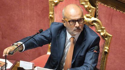 The Italian Minister of Health, Orazio Schillaci, in parliament.