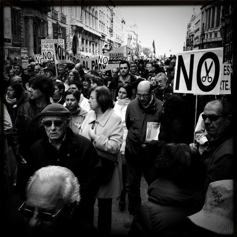 One of the "white tide" demonstrations in Madrid against cutbacks and the privatization of public healthcare.